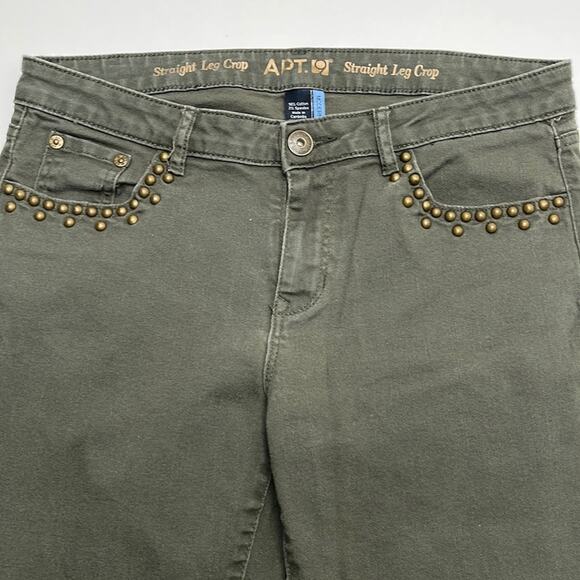 APT. 9 Women’s 8 Green Straight Leg Crop Jeans - Picture 1 of 4